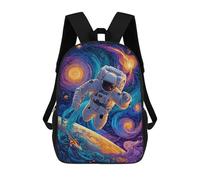 sinyumoney Cosmic Surfing Astronaut School Bags School Secondary High School College Backpack Travel for Boys/Girls/Teenagers 17inch