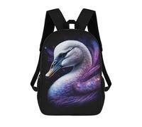 sinyumoney Cosmic Swan Art Print-16 3D Printed 17 Inch School Backpack Casual Children's Backpacks 3D Printed for Boys Elementary And Middle