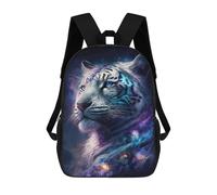 sinyumoney Cosmic Tiger Portrait-14 Kids School Backpack 17 Inch School Bag 3D Printed School Bag for Boys Elementary And Middle School Students
