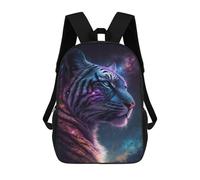 sinyumoney Cosmic Tiger Portrait-27 3D Printed 17 Inch School Backpack Children's Backpacks 3D Printed Cool Knapsack for Boys Elementary And Middle
