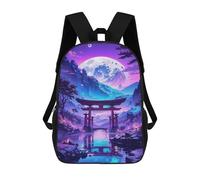 sinyumoney Cosmic Torii Gate Glow 3D Printed Children's 17 Inch Backpacks 3D Printed Casual School Bag for Boys Elementary And Middle