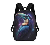 sinyumoney Cosmic Toucan Art Print-2 Children's 17 Inch School Backpack 3D Printed Anime Movies for Kids Travel Rucksacks Book Bags Kids School Bag