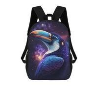 sinyumoney Cosmic Toucan Art Print-6 3D Printed 17 Inch School Backpack Children's Backpacks 3D Printed Cool Knapsack for Boys Elementary And Middle