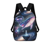 sinyumoney Cosmic Whale Angelic Figure 3D Printed Children's School Backpack for Kids High Capacity Travel Rucksacks Book Bags Kids School Bag Back Pack 17inch