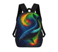 sinyumoney Cosmic Whale in Colorful Nebula Backpack with Pocket 3D Printed Backpacks, Travel Rucksacks Book Bags Kids School Bag 17inch