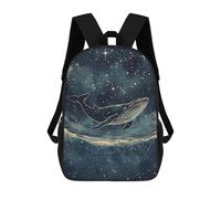 sinyumoney Cosmic Whale Shark Backpacks Kids 17inch School Backpack School Bag 3D Printed School Bag for Boys Elementary And Middle School Students
