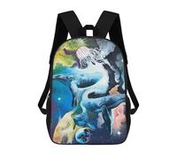 sinyumoney Cosmic Whales Backpacks Kids School Backpack Fashion School Bag 3D Printed School Bag for Boys Elementary And Middle School Students 17inch