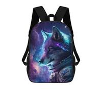 sinyumoney Cosmic Wolf Astronaut Art Print-2 School Backpack Water Resistant Travel Backpack Computer Bag for Men, Women & Teenage Boys 17inch