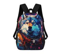 sinyumoney Cosmic Wolf Astronaut School Backpack Water Resistant School Bag Business Backpack for Men/Women 17inch