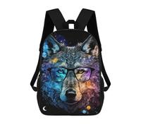 sinyumoney Cosmic Wolf Glasses Art Print Backpack School Work Business College School for Men, Women & Teenage Boys 17inch