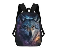 sinyumoney Cosmic Wolf Portrait-2 Backpack for Boys Teen Students, Girls Rucksack Bags Toddler Elementary Middle School Bookbag 17inch