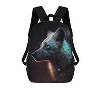 sinyumoney Cosmic Wolf Portrait-32 17 Inch Backpacks Kids Schoolbag,3D Printed Elementary And Middle School Students Backpacks for Boys Girls