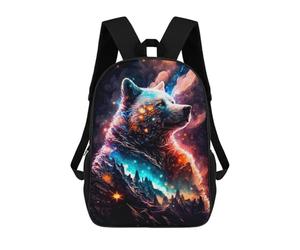 sinyumoney Cosmic Wolf Portrait-8 Backpacks Kids Student Schoolbag,3D Printed Backpacks,Elementary And Middle School Students Backpacks for Boys Girls 17inch