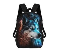 sinyumoney Cosmic Wolf Portrait Art Print-6 School Backpack Fashion Stationery Backpack Waterproof Casual Daypacks for Camping Outdoor Adventures And Daily Travel 17inch