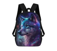 sinyumoney Cosmic Wolf Portrait Artwork Backpack School Bag High Secondary School Bags Casual Backpack - Perfect for Travel, Work And Daily Use 17inch