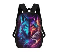 sinyumoney Cosmic Wolf Trio Art Print-2 Children's School Backpack Fashion Casual 17inch 3D Printed School Bags Boy School Backpack Large Backpack