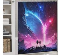 sinyumoney Cosmos Couple Lovers Bath Shower Curtains Mildew Washable Waterproof Cloth Fabric Decor Bath Curtains for Travel Trailer 69.69x70.87Inch（177x180cm）