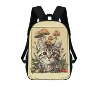 sinyumoney Cottagecore Cute Cat Mushroom School Bags Water Resistant Travel Backpack Computer Bag - Perfect for Travel, Work And Daily Use 17inch