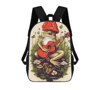 sinyumoney Cottagecore Frog Guitar Kids Backpack Girls 3D School Bags, Children's Rucksack Toddler Schoolbag,Casual Daypacks Fashion Bookbag Bag 17inch