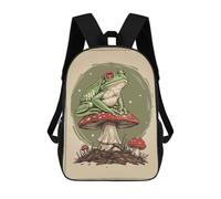 sinyumoney Cottagecore Frog Mushroom Backpack School Lightweight Casual Daypack School Backpacks for School/Work/Travel 17inch