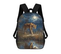 sinyumoney Cougar by The Water 3D Printed 17inch School Bag Children's School Backpack Travel Backpacks Casual Fashion Bag for Kids School Students
