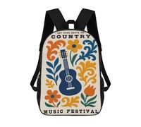 sinyumoney Country Music Festival Poster Children's 17 Inch School Backpack 3D Printed Cool Knapsack for Kids Travel Rucksacks Book Bags Kids School Bag