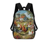 sinyumoney Countryside Chicken Scene School Backpack Business Laptop Rucksack Bag Unisex Casual Daypack for Men, Women & Teenage Boys 17inch