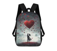 sinyumoney Couple And Heart Balloon Kids Backpack 17 Inch School Bag 3D Printed Cartoon School Backpacks for Boys And Teenager School Students
