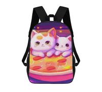 sinyumoney Couple Cat And Fizza Kids Backpack, Backpack School Bag, Backpacks Kids School 3D Printed School Bags for Elementary And Middle School Students Teens Birthday Gift 17inch