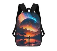 sinyumoney Couple Galaxy Realm Planet School Backpack 3D Printed Children's 17inch Backpacks Bag Bookbag for Kids Boy Girl Book Bags Kids School Bag Travel Rucksacks