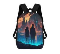 sinyumoney Couple Night City Life Backpack with Pocket 3D Printed Backpacks, Travel Rucksacks Book Bags Kids School Bag 17inch