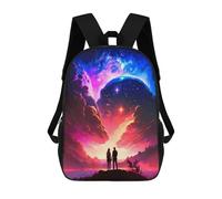sinyumoney Couple Of Vibrant Universe Backpacks Kids 17inch School Backpack School Bag 3D Printed School Bag for Boys Elementary And Middle School Students