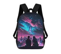 sinyumoney Couple Silhouettes Night Cityscape Backpack School Computer Rucksack for School/Work/Travel- Perfect for Travel, Work And Daily Use 17inch