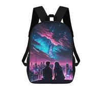 sinyumoney Couple Silhouettes Night Cityscape School Backpack Daypacks Business Backpack Water Resistant Bookbag for Men/Women 17inch