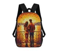 sinyumoney Couple Sunset Cityscape Rucksack Lightweight Airport College Students Back Pack for Girls Boys Teenage 17inch