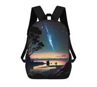 sinyumoney Couple Watching Meteor Shower Backpack School Bag Rucksack for Girls Boys Backpacks Large Capacity Kids Back Pack Lightweight School Bags for Children Students 17inch