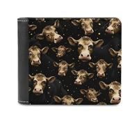 sinyumoney Cow Faces Pattern 3D Print Men's Wallet Credit Card Holder RFID Blocking Stylish Slots Note Section Purse for Boys Girls 11.7cm*9.5cm