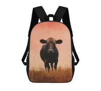 sinyumoney Cow in Pastel Field Kids School Backpack School Bag 3D Printed School Bag for Boys Elementary And Middle School Students 17inch