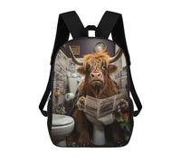 sinyumoney Cow in Toilet School Bags Lightweight Casual Daypack School Backpacks for School/Work/Travel 17inch