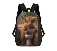 sinyumoney Cow on The Toilet Children's Backpack, 3D Printed School Backpack, Backpack for Boys Girls, Adjustable School Bag for Primary School 17inch