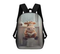 sinyumoney Cow Plush Reading on Toilet Backpack School Secondary Causal Travel High School Bags for Campus Outdoor Travel Sports 17inch