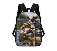 sinyumoney Cow Reading Book by The River Backpack School Bag Secondary Causal Travel High School Bags for Boys/Girls/Teenagers 17inch