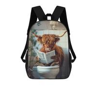 sinyumoney Cow Reading Newspaper on Toilet-4 School Backpack 3D Printed Children's 17inch Backpacks Bag Bookbag for Kids Boy Girl Book Bags Kids School Bag Travel Rucksacks