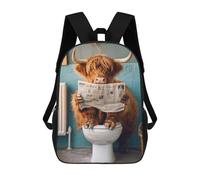 sinyumoney Cow Reading Newspaper on Toilet-5 Backpack School Bag Daypacks Business Backpack Water Resistant Bookbag for Girls Boys Teenage 17inch