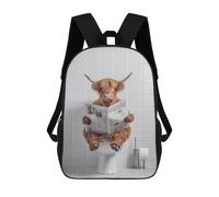 sinyumoney Cow Reading Newspaper on Toilet Backpack School Bag High Secondary School Bags Casual Backpack for Teenage Girls Boys Women Men 17inch