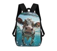 sinyumoney Cow Sea Kids School Backpack School Bag 3D Printed School Bag for Boys Elementary And Middle School Students 17inch