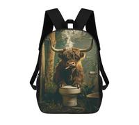 sinyumoney Cow Smoking Outside Toilet Backpack School Bag Rucksack Casual Daypacks School Work Travel Bag for Teenage Girls Boys Women Men 17inch