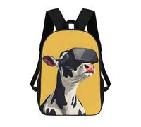 sinyumoney Cow with VR Headset on Yellow Backpack School Rucksack Casual Daypacks School Work Travel Bag- Perfect for Travel, Work And Daily Use 17inch