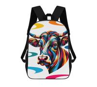 sinyumoney Cow Wpap Colorful Children's School Backpack Fashion Casual Children's Backpacks 3D Printed School Bags Boy Large Backpack 17inch