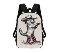 sinyumoney Cowgirl Boot Kitten Cat Children's 17 Inch School Backpack 3D Printed Cool Knapsack for Kids Travel Rucksacks Book Bags Kids School Bag